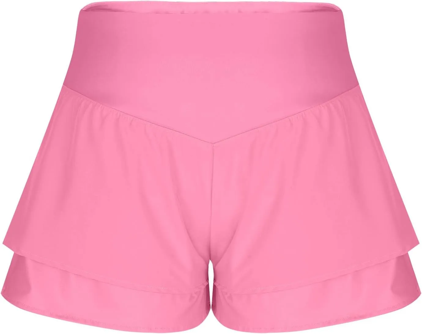 2 in 1 Running Shorts for Women Flowy High Waisted Athletic Shorts Double Layered Ruffle Workout Tennis Skirt Skorts