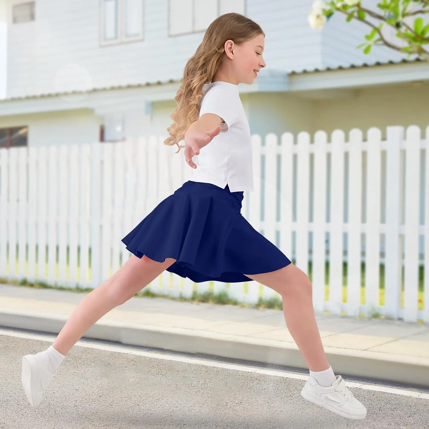 2 Pack Little Girls Tennis Skirt Skorts Built in Shorts Toddler Flowy Athletic Skirts Skorts for Girls with Pockets