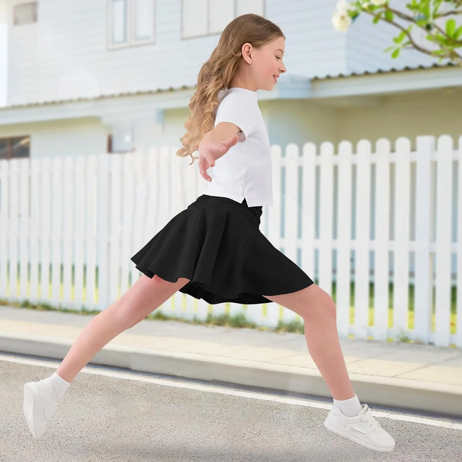 2 Pack Little Girls Tennis Skirt Skorts Built in Shorts Toddler Flowy Athletic Skirts Skorts for Girls with Pockets