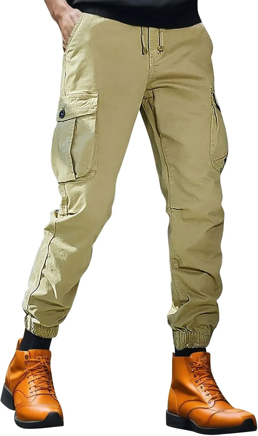 2023 Men's Cargo Pants with Multi Pockets Casual Work Trousers Plus Size Lightweight Jogger Pant Outdoor Hiking Sweatpants