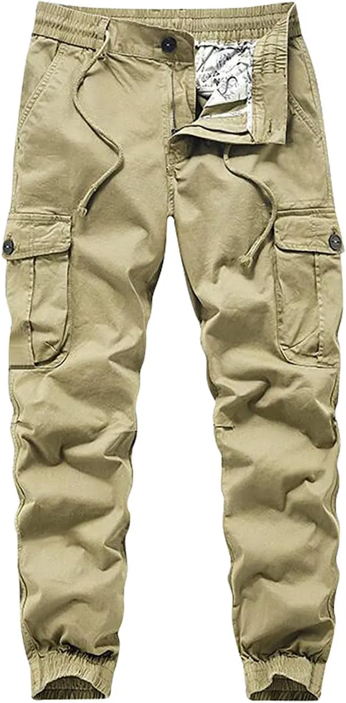2023 Men's Cargo Pants with Multi Pockets Casual Work Trousers Plus Size Lightweight Jogger Pant Outdoor Hiking Sweatpants