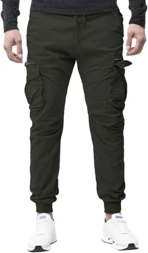 2023 Mens Fashion Cargo Pants Casual Cotton Tapered Trousers Stretch Twill Drawstring Athletic Joggers Sweatpant with Pocket