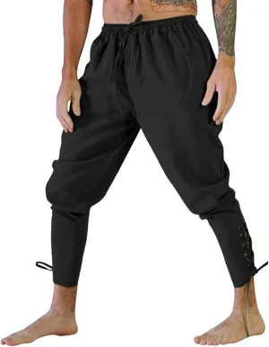 2023 Mens Halloween Pants Ankle Banded Renaissance Pants Medieval Pants Halloween Cosplay Costume Trousers with Drawstrings