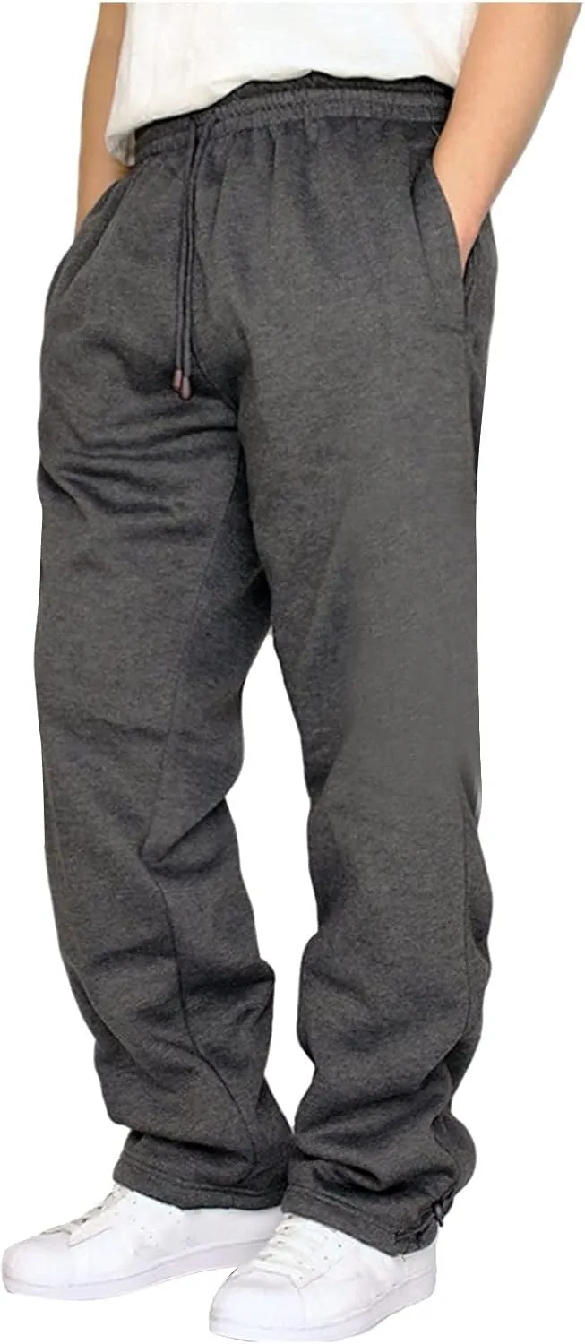 2023 Mens Heavyweight Fleece Sweatpants Workout Jogger Pants Elastic Waist Drawstring Baggy Cargo Pant Trousers with Pockets