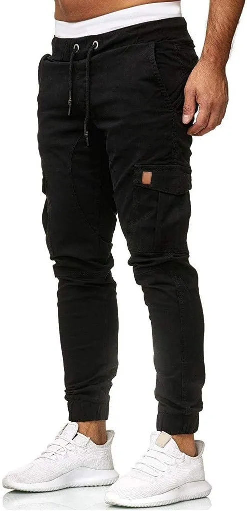 2024 Mens Fashion Joggers Pants Slim Cargo Hiking Pants Drawstring Sports Long Sweatpants Workout Sport Track Trousers
