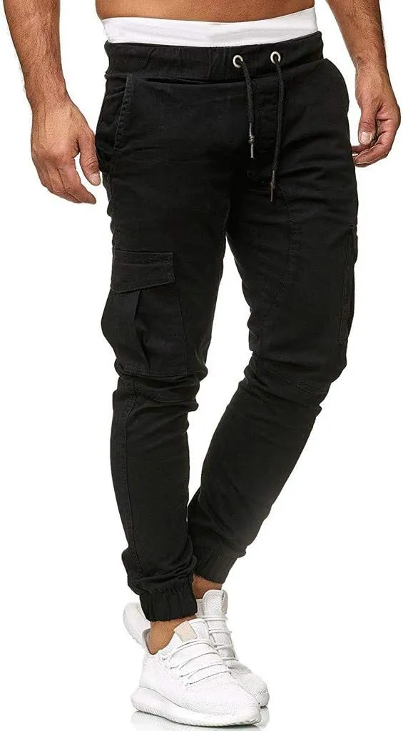 2024 Mens Fashion Joggers Pants Slim Cargo Hiking Pants Drawstring Sports Long Sweatpants Workout Sport Track Trousers