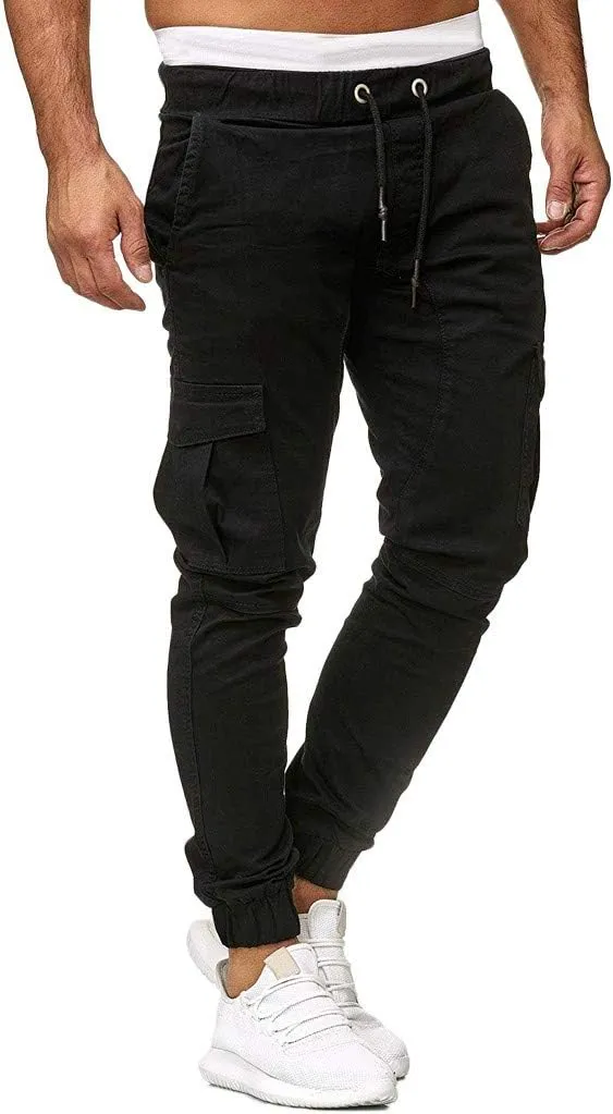 2024 Mens Fashion Joggers Pants Slim Cargo Hiking Pants Drawstring Sports Long Sweatpants Workout Sport Track Trousers