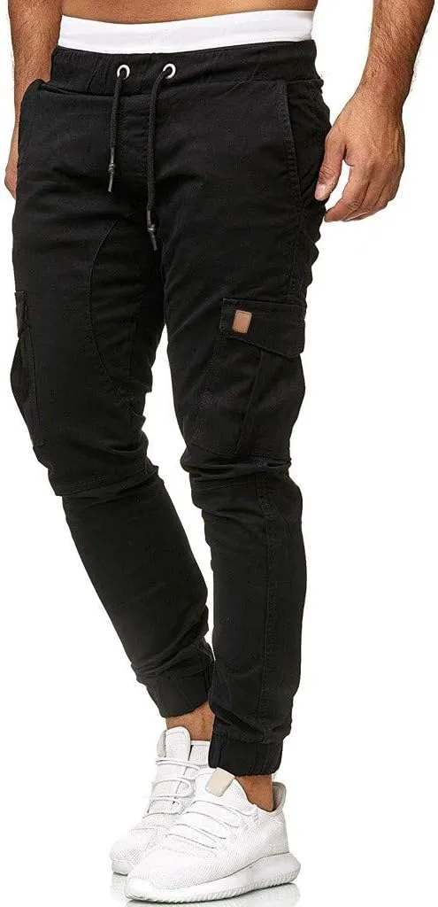 2024 Mens Fashion Joggers Pants Slim Cargo Hiking Pants Drawstring Sports Long Sweatpants Workout Sport Track Trousers