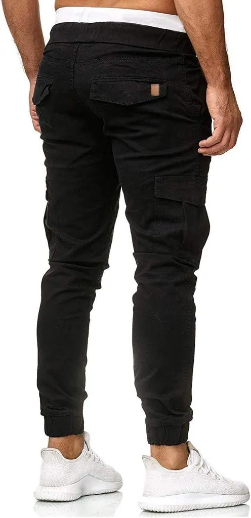 2024 Mens Fashion Joggers Pants Slim Cargo Hiking Pants Drawstring Sports Long Sweatpants Workout Sport Track Trousers
