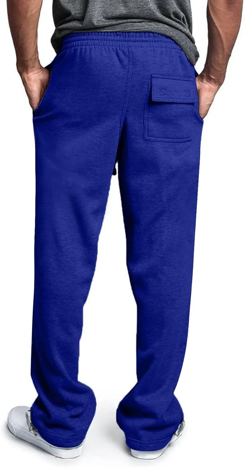 2024 Men's Fleece Cargo Sweatpants Drawstring Loose Fit Jogger Pants for Men with Pockets Stylish Hiking Work Trousers