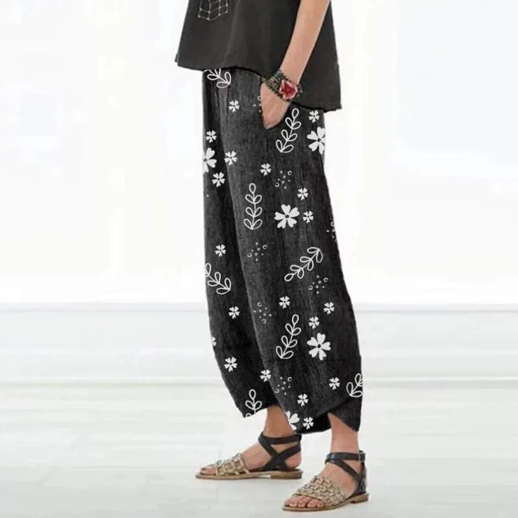 4X Yoga Pant Linen Pants Women Pants Casual Cropped Baggy Trousers Elastic Waisted Yoga Comfy Loose