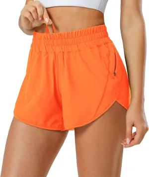 Aurefin Athletic Shorts for Women,Women's Quick Dry Workout Sports Active Running Track Shorts with Elastic and Zip Pockets