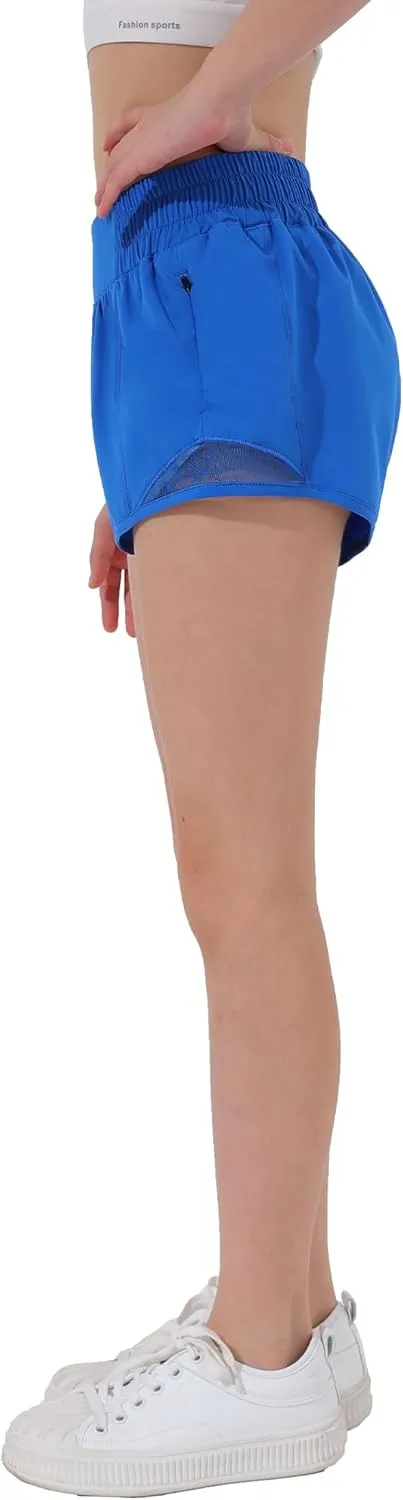 Aurefin Girls Athletic Shorts, Lightweight Running Shorts for Teen Girls Kids Sports Active Short with Zip Pocket and Elastic