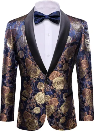 Barry. Wang Men's Sport Coats & Blazers Flower Suit Jacket 1 Button Paisley Tuxedo Mardi Gras Carnival Parade Gift