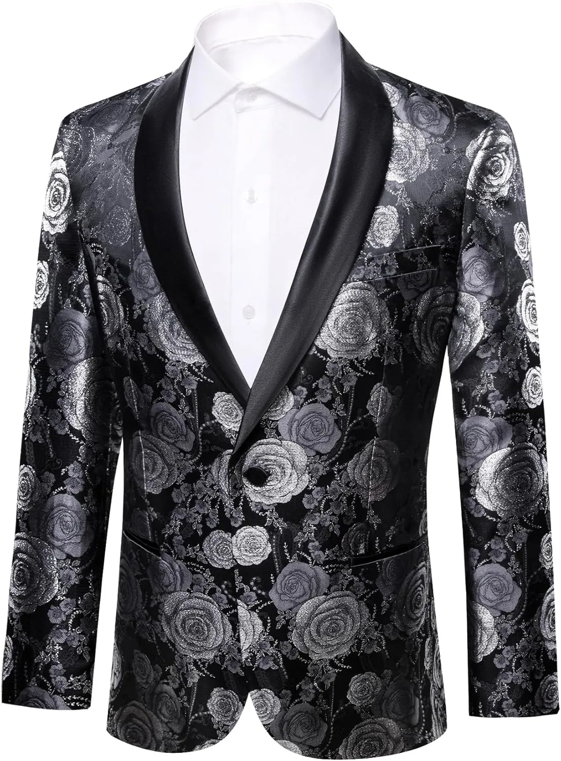 Barry. Wang Men's Sport Coats & Blazers Flower Suit Jacket 1 Button Paisley Tuxedo Mardi Gras Carnival Parade Gift