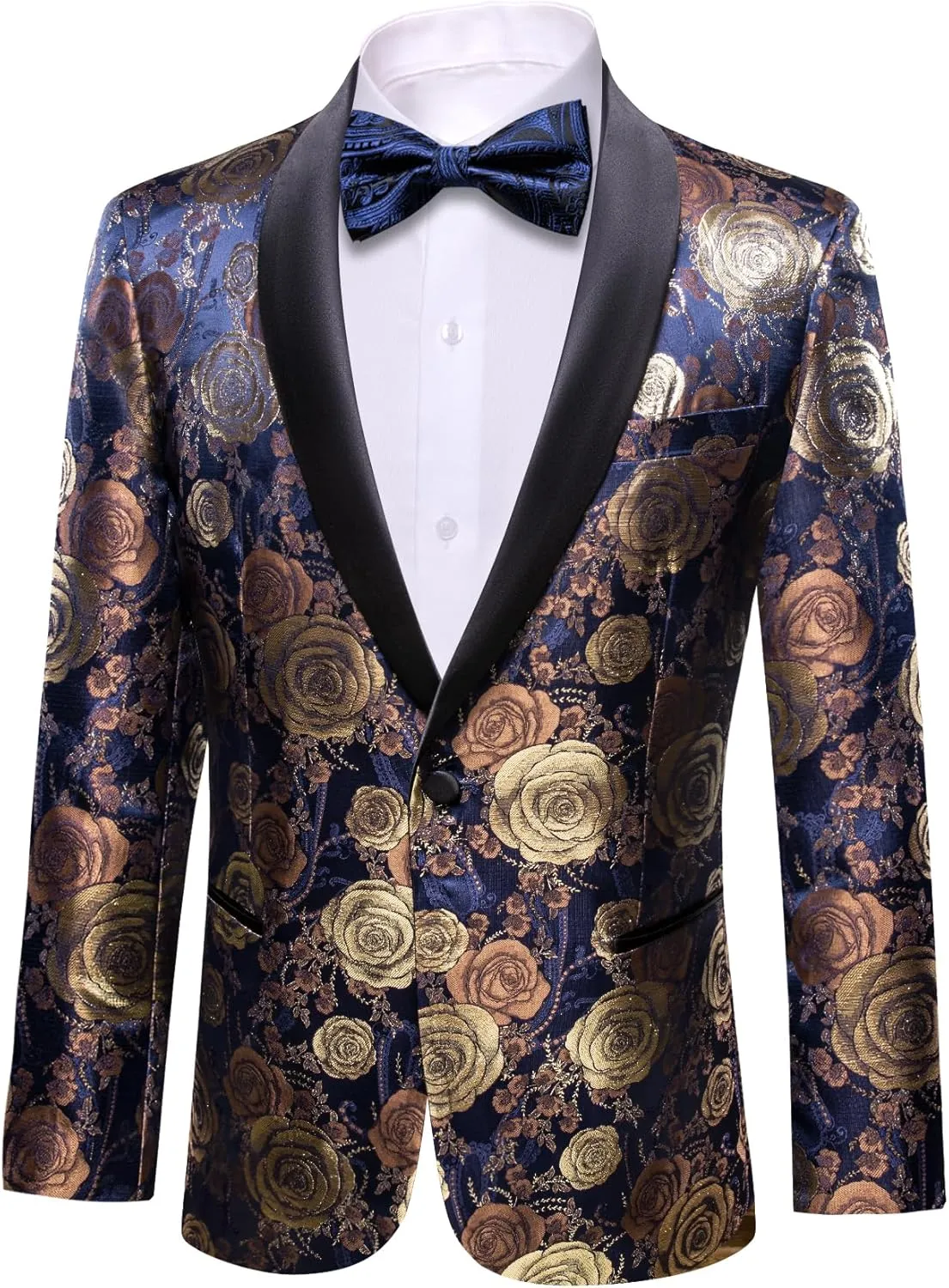 Barry. Wang Men's Sport Coats & Blazers Flower Suit Jacket 1 Button Paisley Tuxedo Mardi Gras Carnival Parade Gift
