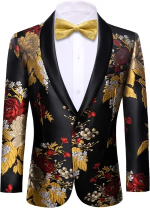 Barry. Wang Men's Sport Coats & Blazers Flower Suit Jacket 1 Button Paisley Tuxedo Mardi Gras Carnival Parade Gift