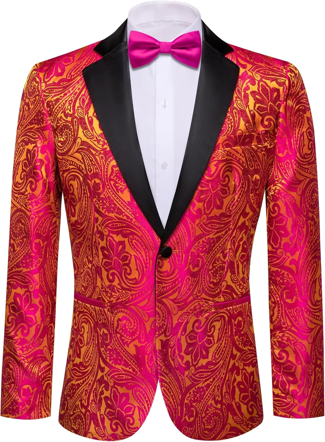 Barry. Wang Men's Sport Coats & Blazers Flower Suit Jacket 1 Button Paisley Tuxedo Mardi Gras Carnival Parade Gift