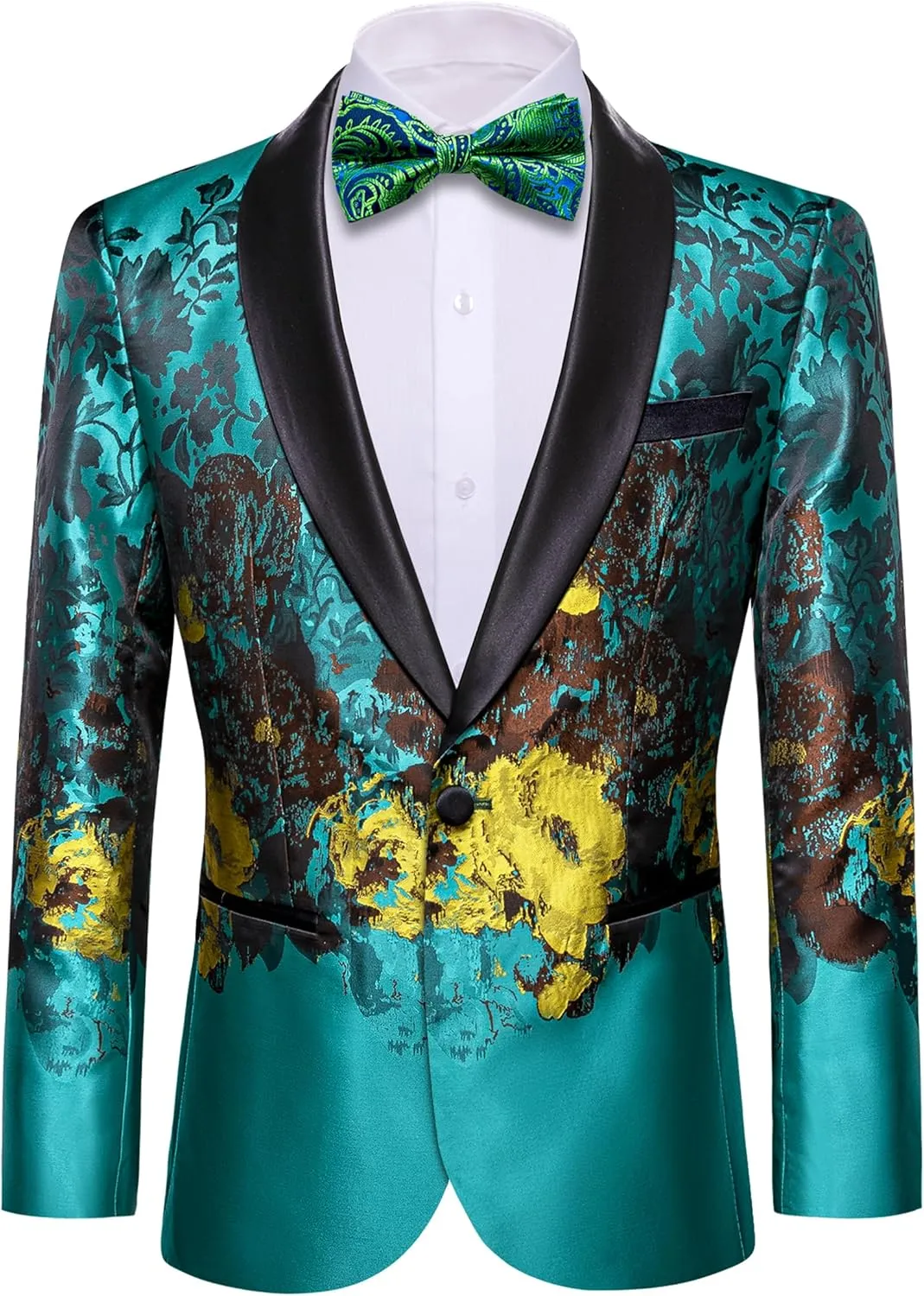 Barry. Wang Men's Sport Coats & Blazers Flower Suit Jacket 1 Button Paisley Tuxedo Mardi Gras Carnival Parade Gift