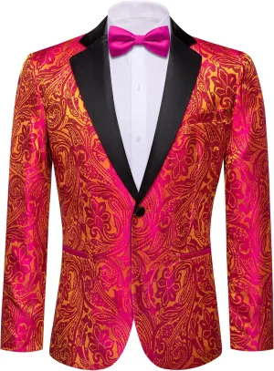 Barry. Wang Men's Sport Coats & Blazers Flower Suit Jacket 1 Button Paisley Tuxedo Mardi Gras Carnival Parade Gift