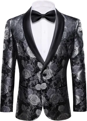 Barry. Wang Men's Sport Coats & Blazers Flower Suit Jacket 1 Button Paisley Tuxedo Mardi Gras Carnival Parade Gift