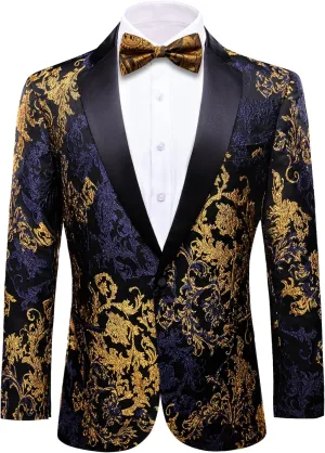 Barry. Wang Men's Sport Coats & Blazers Flower Suit Jacket 1 Button Paisley Tuxedo Mardi Gras Carnival Parade Gift