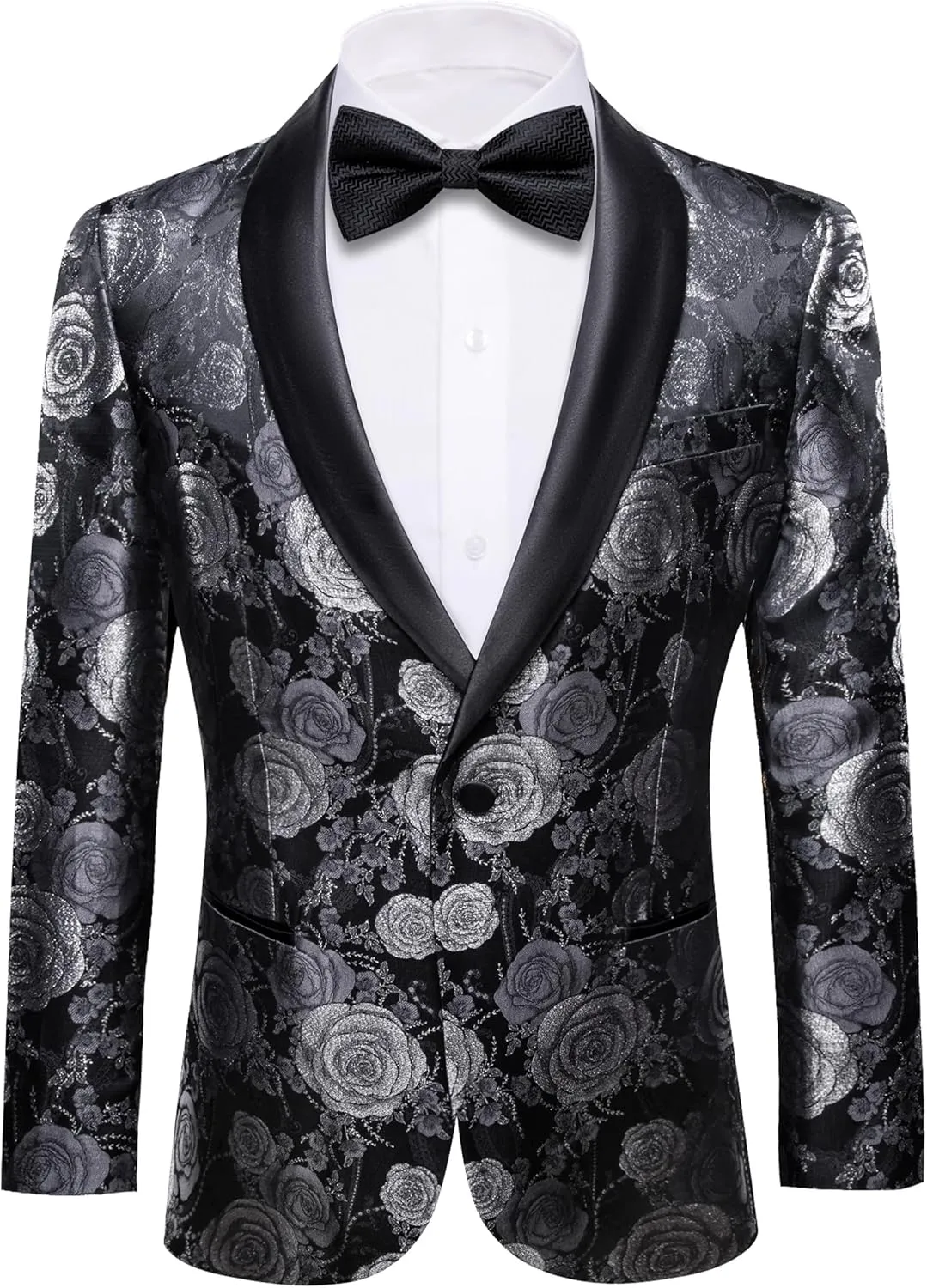 Barry. Wang Men's Sport Coats & Blazers Flower Suit Jacket 1 Button Paisley Tuxedo Mardi Gras Carnival Parade Gift