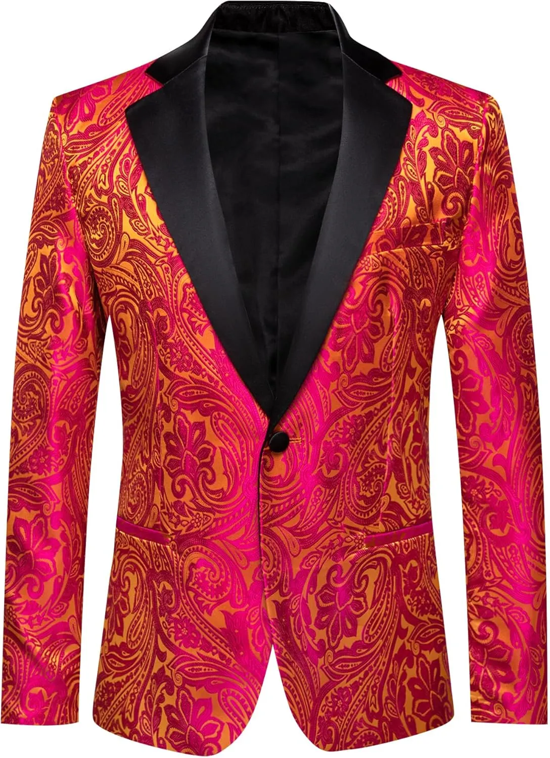 Barry. Wang Men's Sport Coats & Blazers Flower Suit Jacket 1 Button Paisley Tuxedo Mardi Gras Carnival Parade Gift