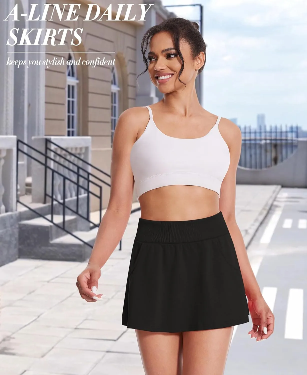 Betaven Golf Skirts for Women with Shorts Pockets A-Line High Waisted Skirt Mini Casual Athletic Tennis Skort