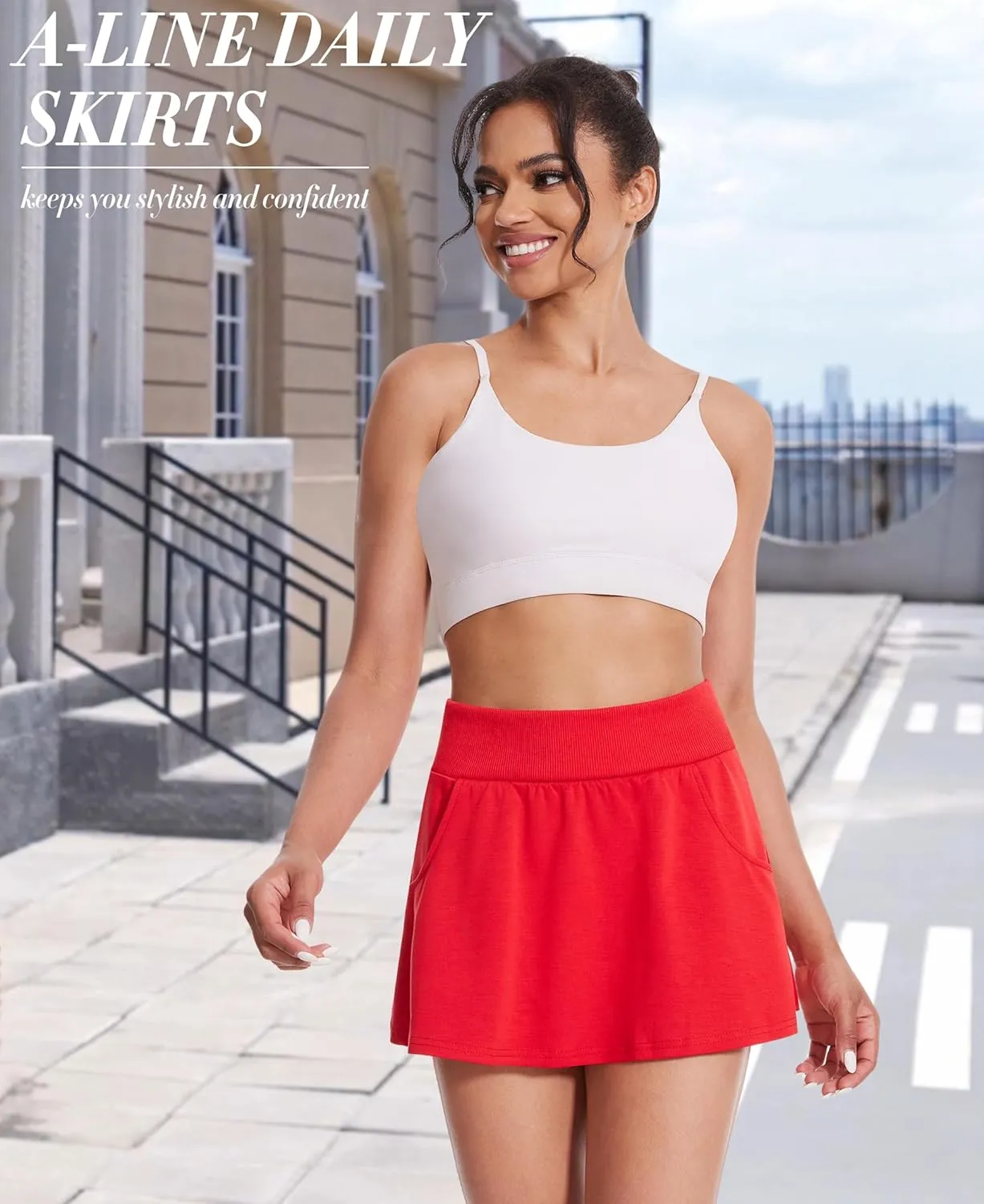 Betaven Golf Skirts for Women with Shorts Pockets A-Line High Waisted Skirt Mini Casual Athletic Tennis Skort