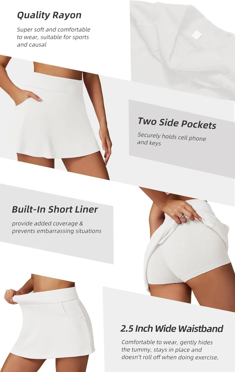 Betaven Golf Skirts for Women with Shorts Pockets A-Line High Waisted Skirt Mini Casual Athletic Tennis Skort