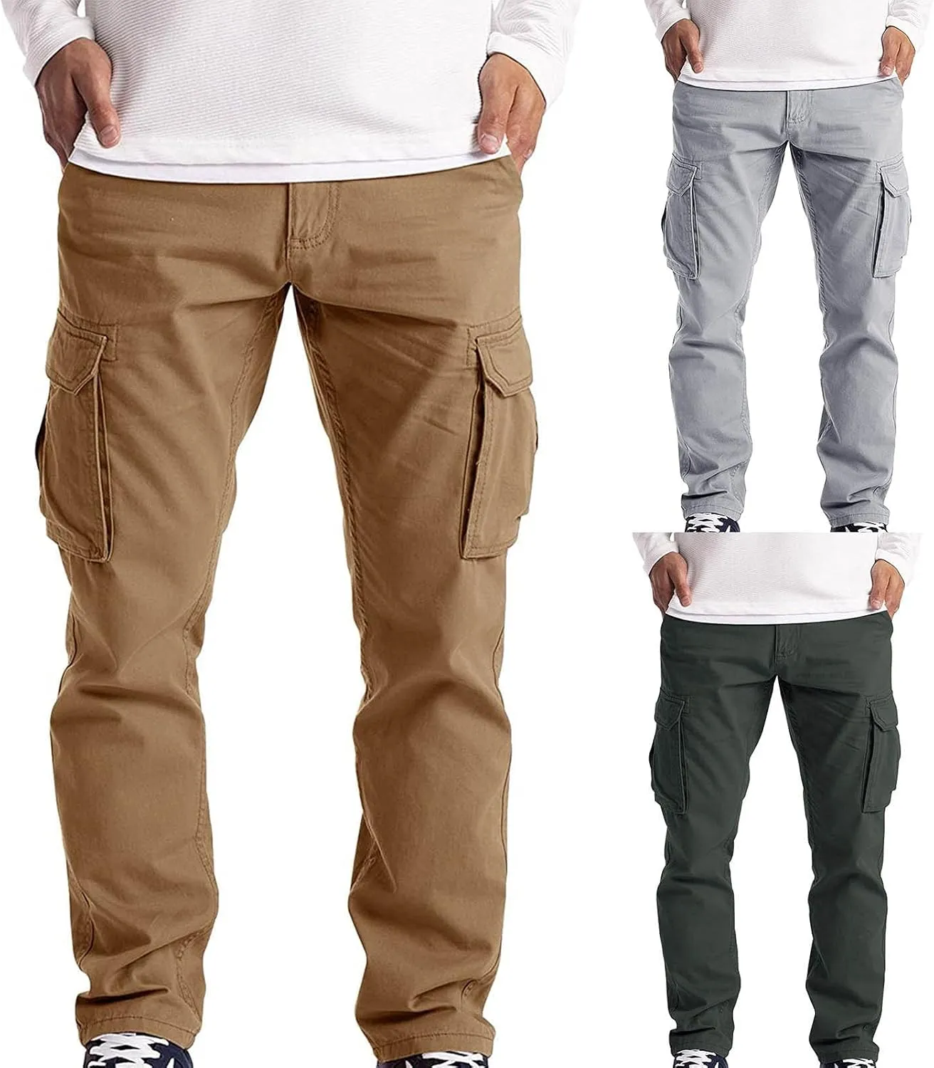 Big and Tall Sweatpants for Men Pocket Full Pants Elastic Waist Trousers Mens Business Casual Pants Work Sports Cargo