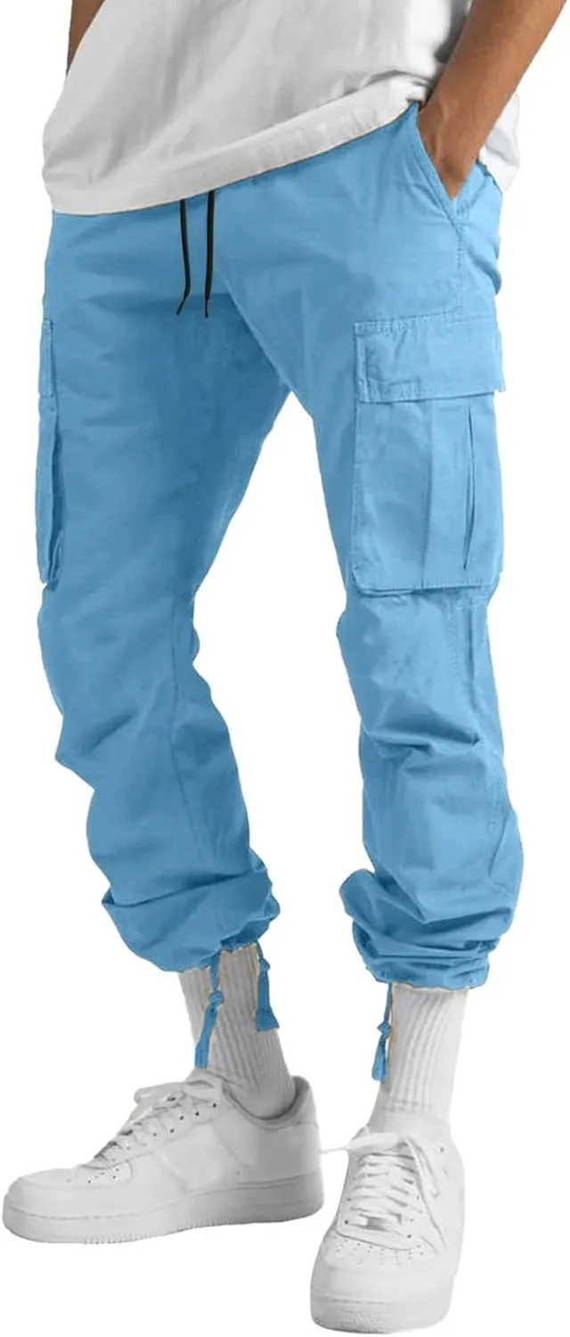 Big and Tall Sweatpants for Men Sports Hiking Work Pants Men's Hip Hop Harem Pants Joggers Linen Drawstring Elastic