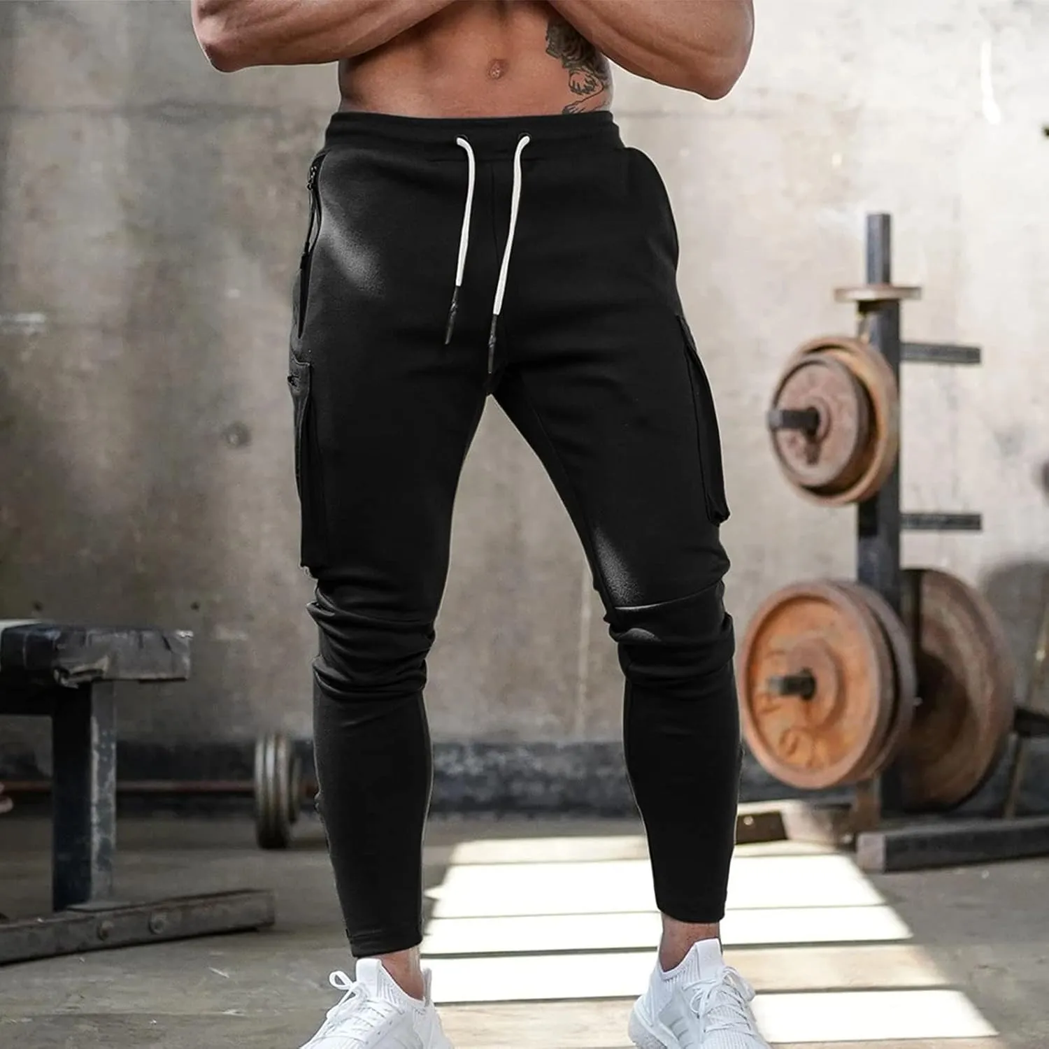 Big and Tall Sweatpants for Men Sports Trousers Drawstring Rope Loose Elastic Joggers Solid Casual Outdoor Long Pants