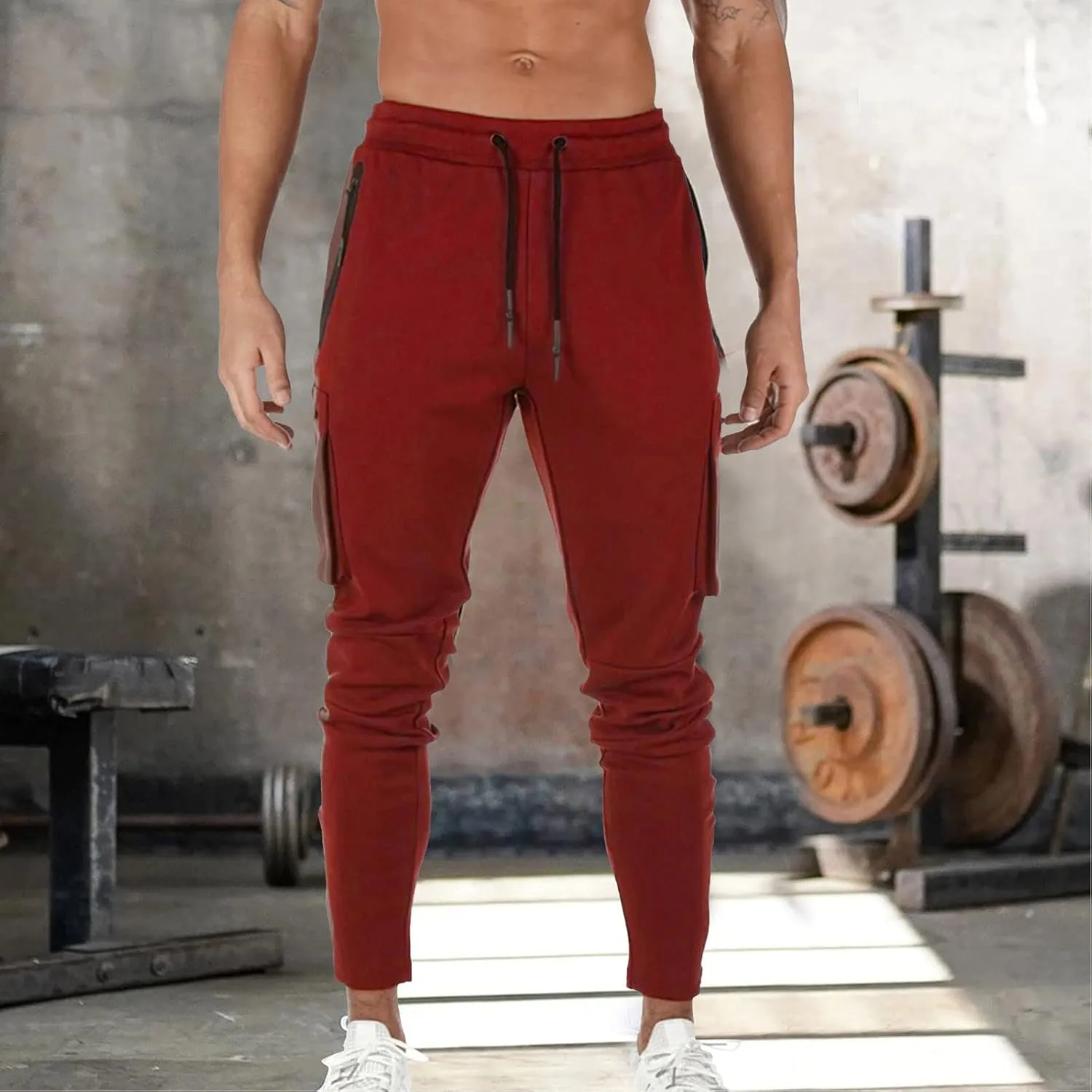 Big and Tall Sweatpants for Men Sports Trousers Drawstring Rope Loose Elastic Joggers Solid Casual Outdoor Long Pants