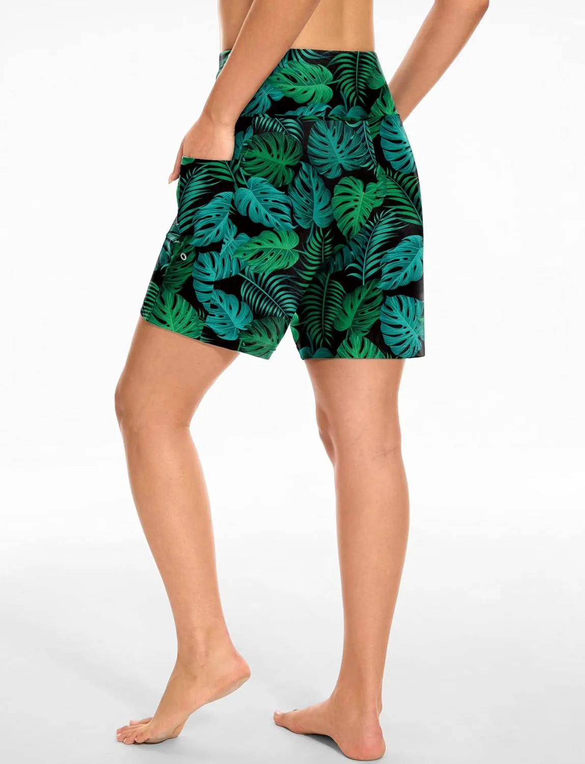 Blouty Women's 7" Long Swim Board Shorts with Pockets Liner High Waisted Quick Dry Beach Swimming Shorts for Women