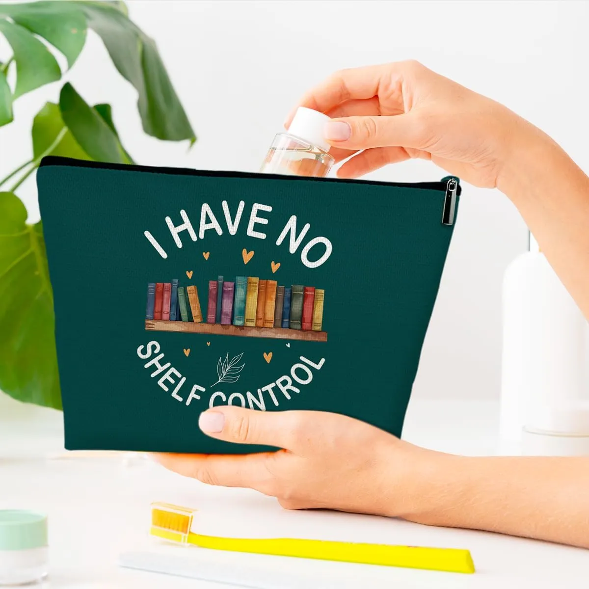 Book Lovers Gifts Makeup Bag, Small Cosmetic Bag for Purse, Reading Gifts for Librarian Besties Best Friends, I Have No Shelf Control