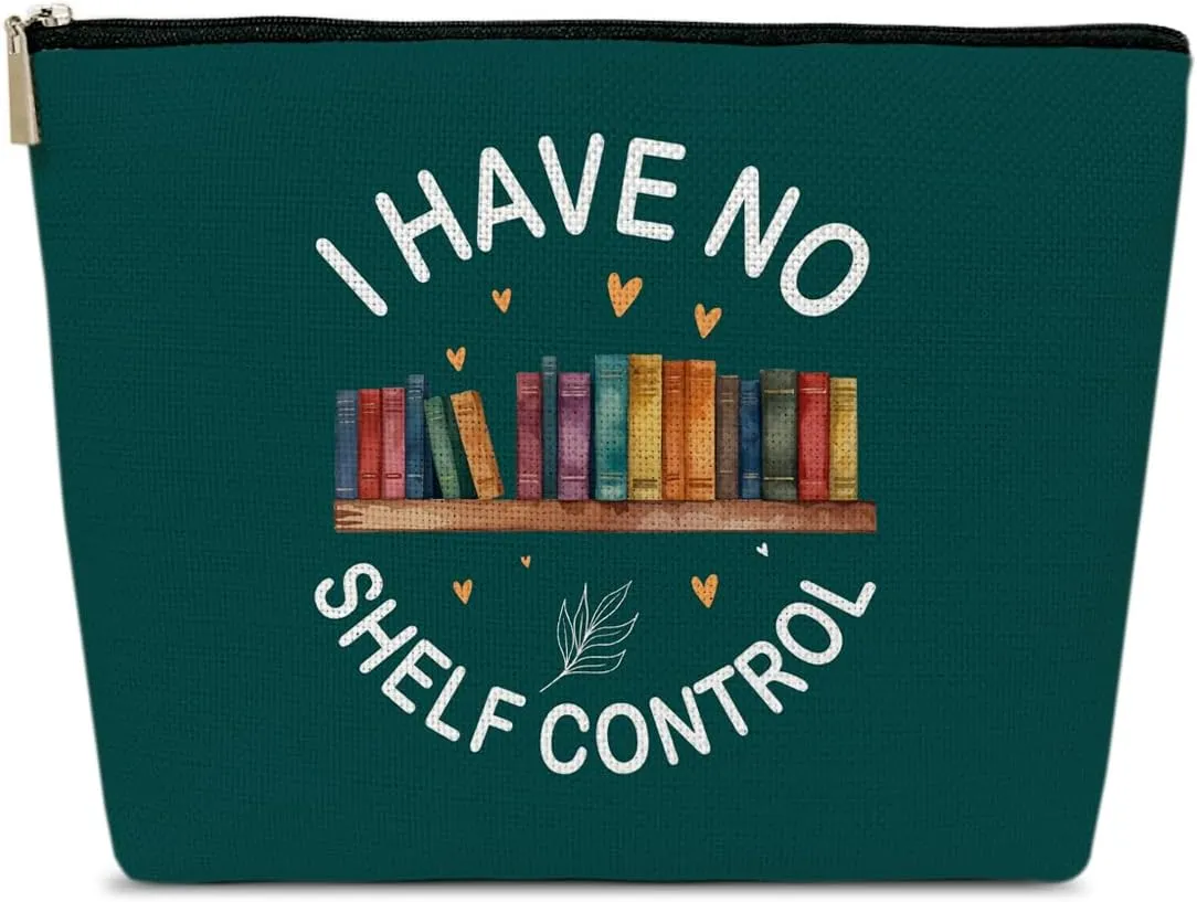 Book Lovers Gifts Makeup Bag, Small Cosmetic Bag for Purse, Reading Gifts for Librarian Besties Best Friends, I Have No Shelf Control