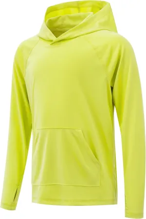 Boys Rash Guard Long Sleeve Hoodie Swim Shirt with Pocket Youth Kids UPF 50  Sun Protection Fishing Shirts Thumb Hole
