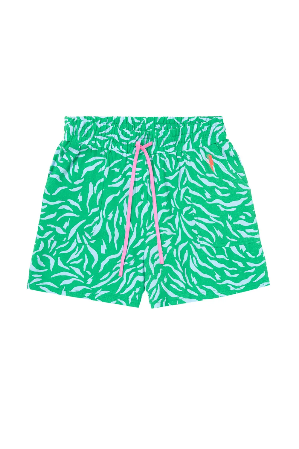 Bright Green with Lilac Zebra Floaty Shorts Co-ord