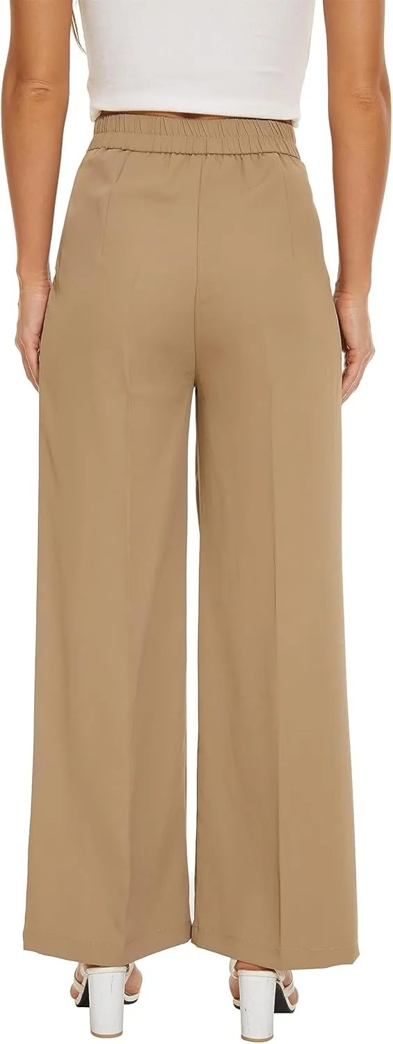 Business Casual Pants for Women Wide Leg Palazzo Trousers High Waist Straight Leg Pant Elastic Waist Lounge Bottoms