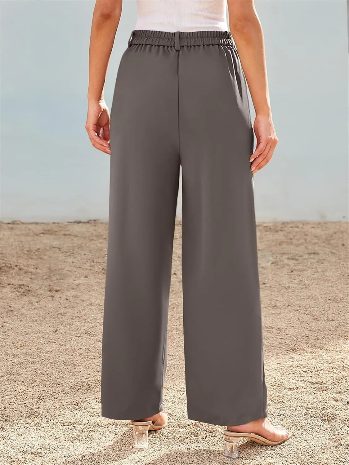 Business Casual Pants for Women Wide Leg Palazzo Trousers High Waist Straight Leg Pant Elastic Waist Work Bottoms