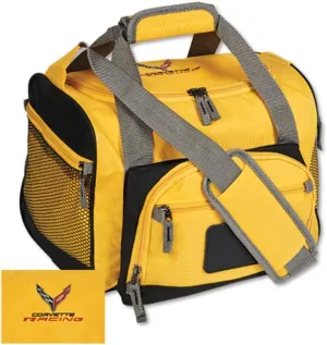 C8 Corvette Racing Ice Chest Soft Cooler - Insulated 12 Can Travel Duffel Bag : Yellow/Gray with Shoulder Strap