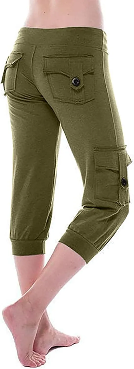 Capri Pants for Women 2024 Capri Leggings Lightweight Summer Casual High Wasit Stretch Pants Cropped Trousers