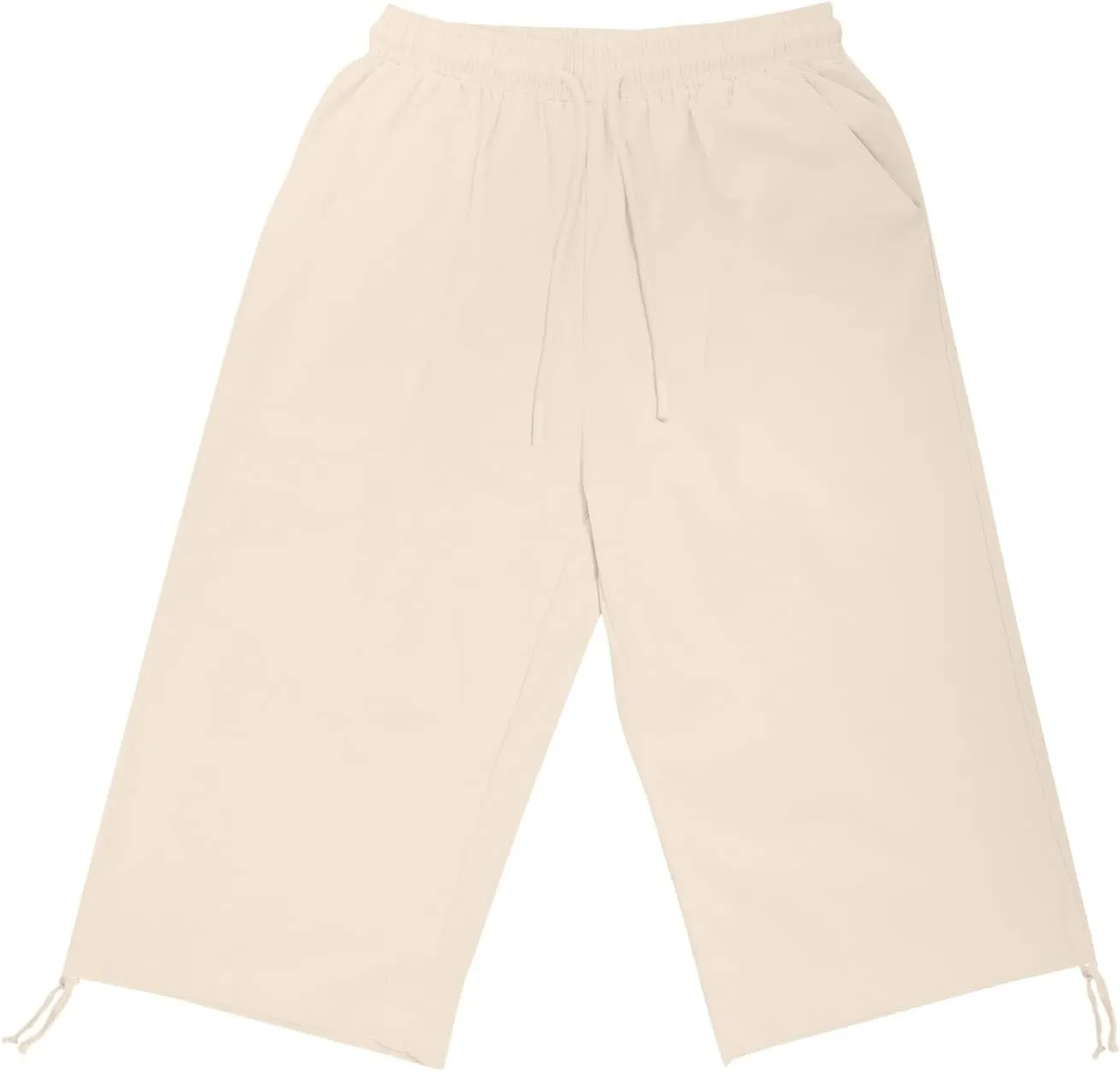 Capri Pants for Womens Summer Linen High Waisted Drawstring Wide Leg Capris Lightweight Elastic Casual Trousers