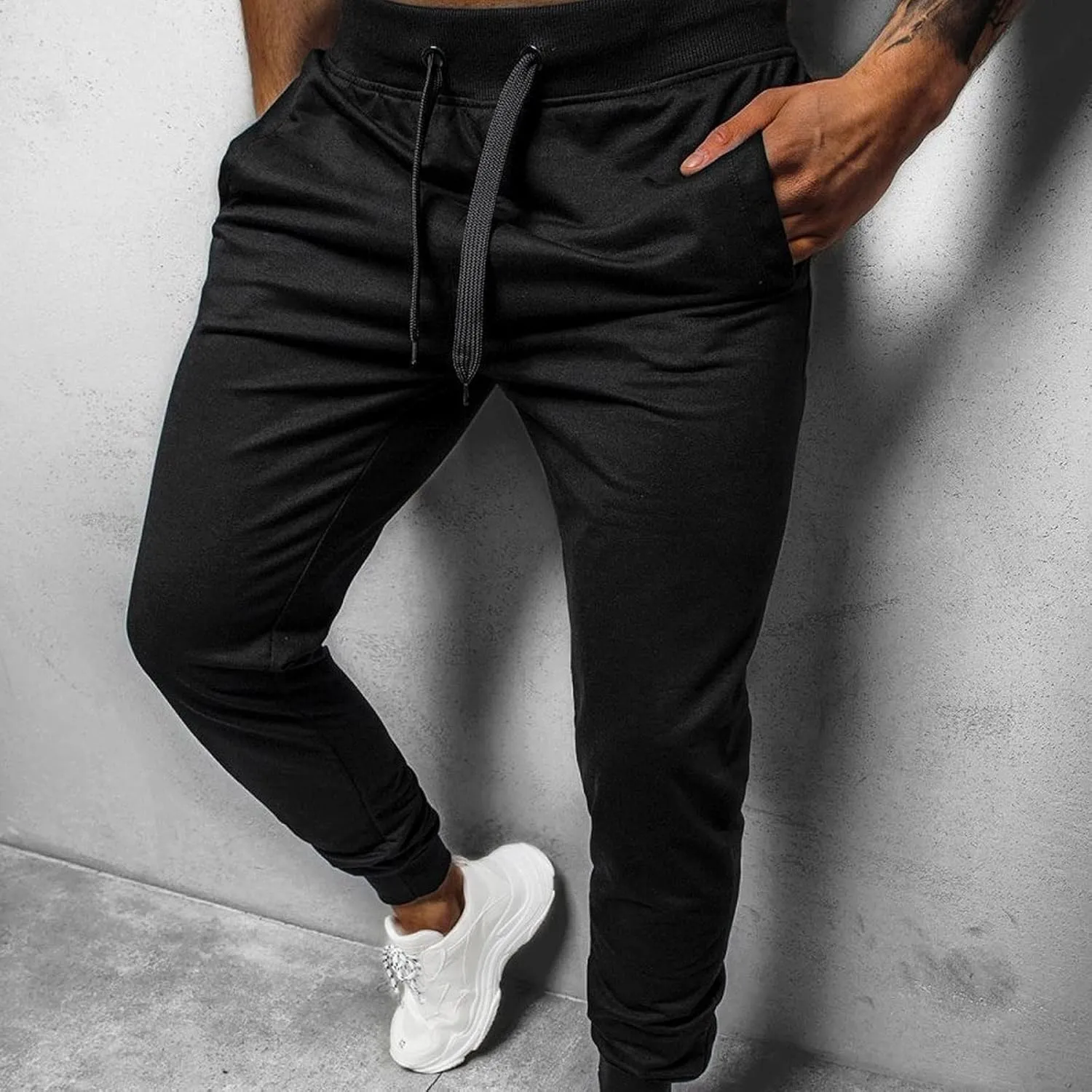 Cargo Pants for Men Big and Tall, Athletic Casual Open Bottom Cargo Sweatpants with Pockets Men's Cotton Sweatpants