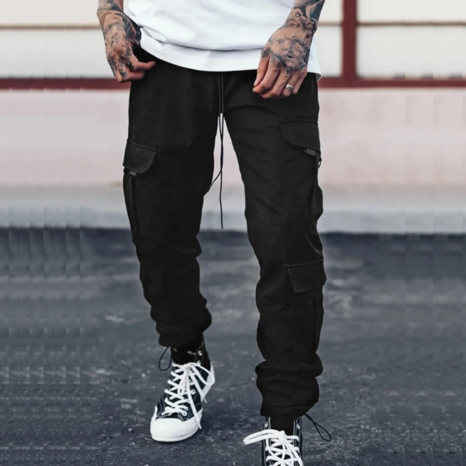 Cargo Pants for Men Big and Tall for Men with Pockets Ripstop Cargo Pants Casual Color Solid Men's Trousers Leggings