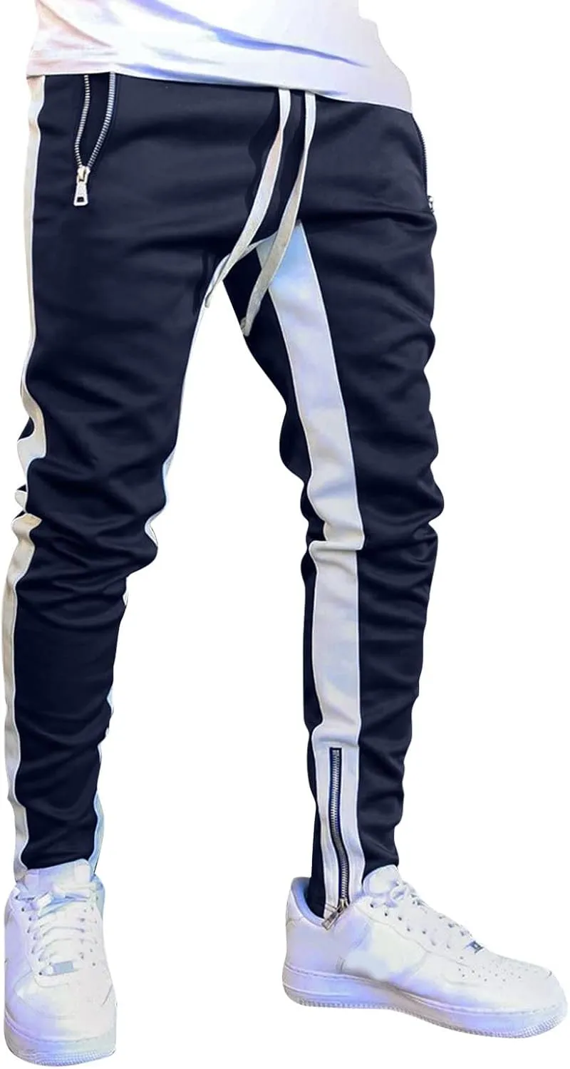 Cargo Pants for Men Big and Tall, Gym Athletic Running Track 5 Pocket Winter Sweat Pants Athletic Pants for Men Cargo