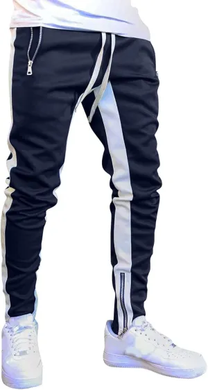Cargo Pants for Men Big and Tall, Gym Athletic Running Track 5 Pocket Winter Sweat Pants Athletic Pants for Men Cargo