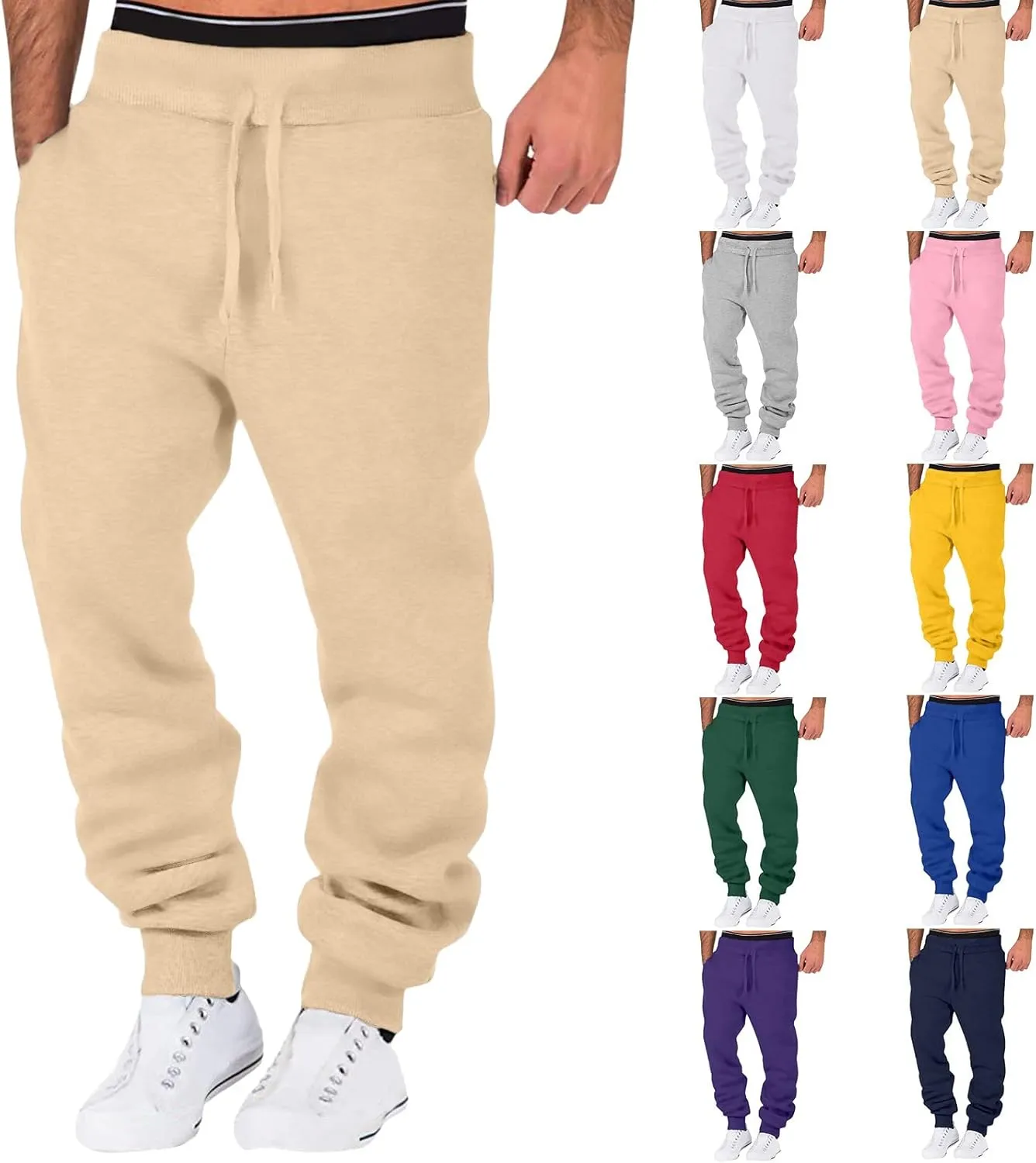 Cargo Pants for Men Work Fit Trousers Men's Tear Away Pants Basketball Casual Training Pant Warm Up Loose Casual Open
